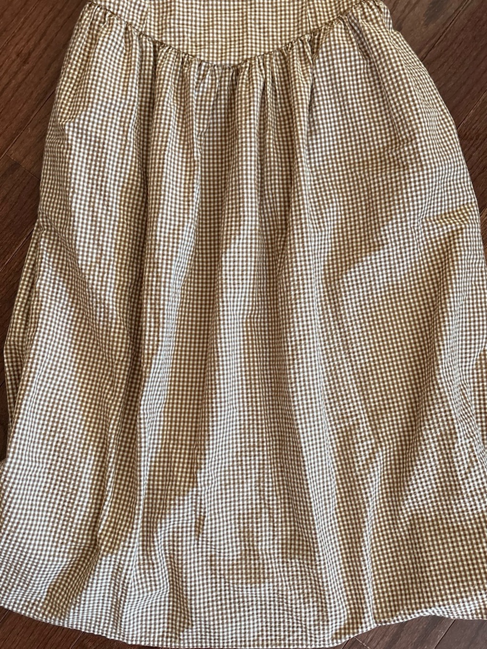 a new day Beige Gingham Sundress with Ruffle Top - Picture 2 of 5